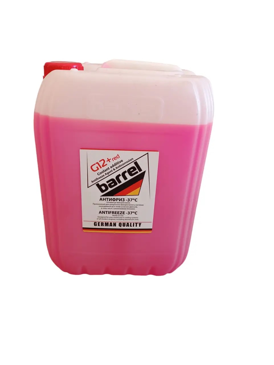 Рiдина охолоджуюча BARREL Antifreeze -37C G12+ Red, 10L (10,8 kg)